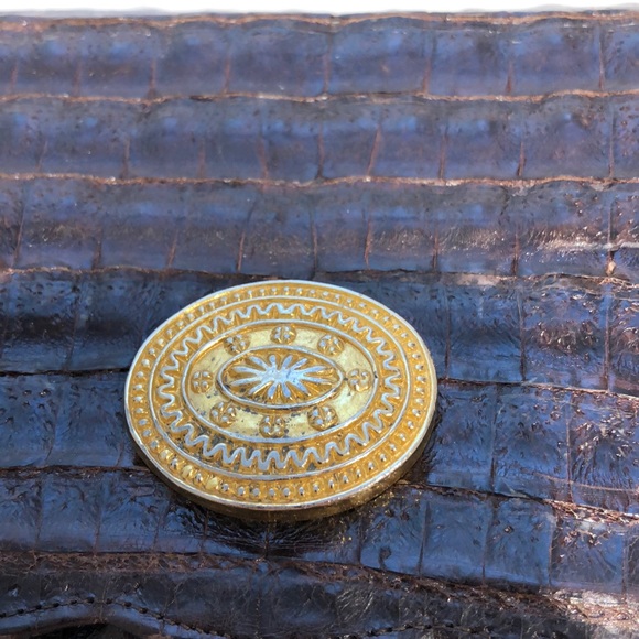 Vintage Luc Benoit brown alligator clutch - Picture 2 of 8